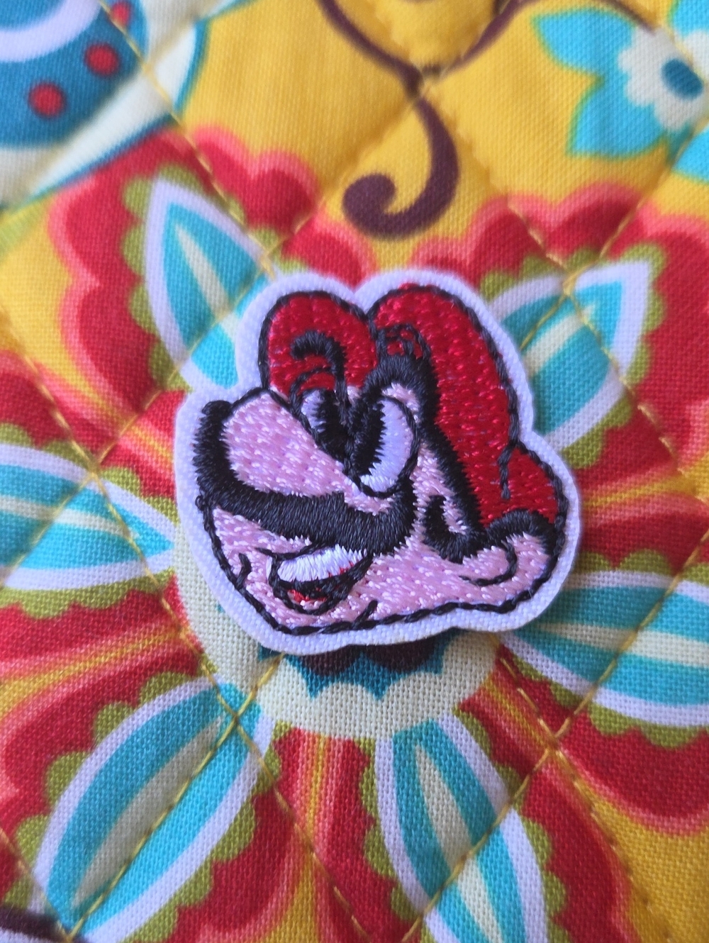 Nintendo Pink and Red Mario Face Embroidered Patch